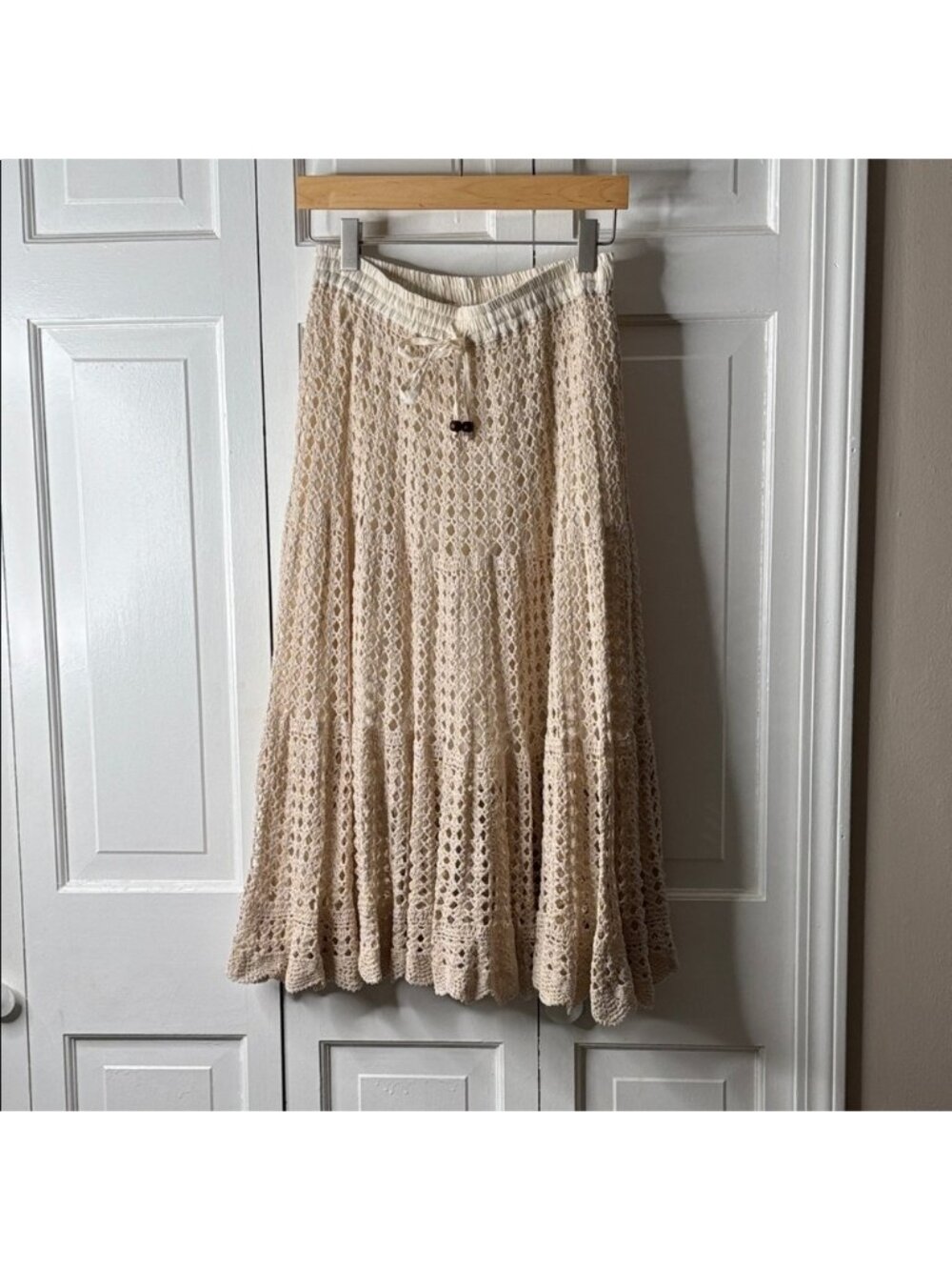 Cream Crochet Midi Skirt sz M